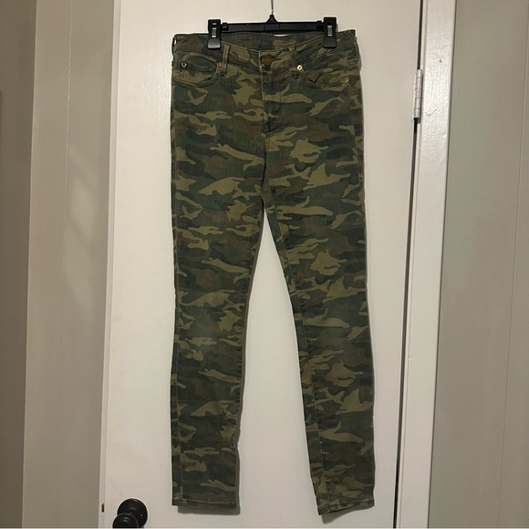 True Religion Denim - True Religion Halle Olive Camo Jeans Mid Rise Super Skinny size 26